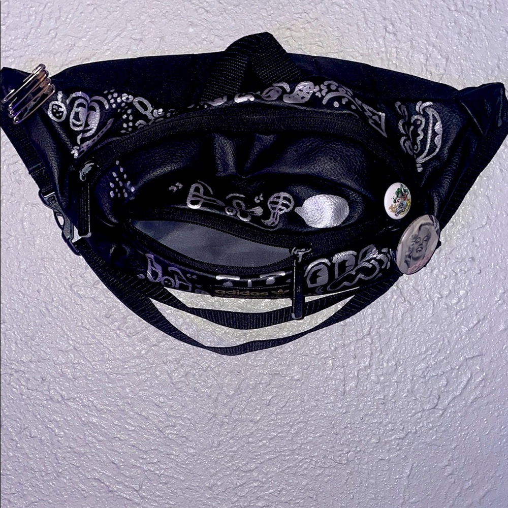 Custom handmade 1/1 Adidas Faux Leather Fanny Pack Black Gold NWT Festival